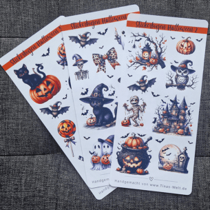 Alle drei Halloween Stickerbögen