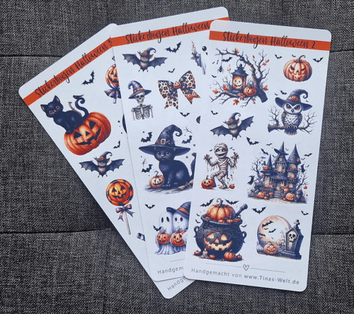 Alle drei Halloween Stickerbögen