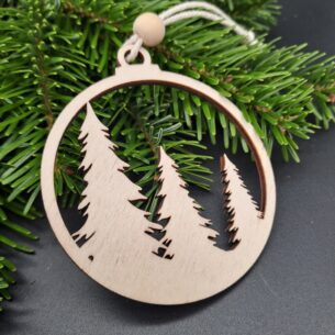 Holz Weihnachtskugel - Tannenbäume