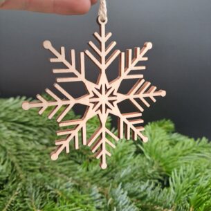 Baumschmuck - Schneeflocke aus Holz klein - Variante 1