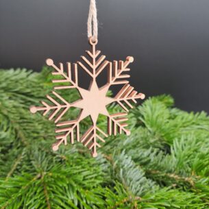 Baumschmuck - Schneeflocke aus Holz klein - Variante 2