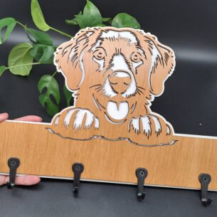 Hundegaderobe/ Leinenparkplatz - Schild mit Hundekopf, Golden-Retriever