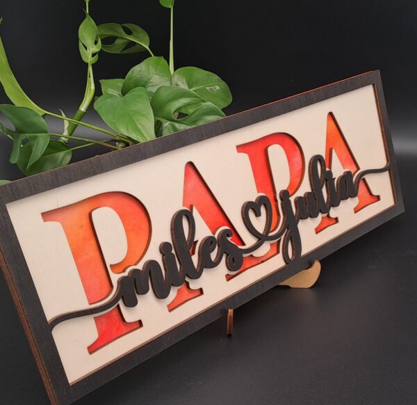 Papa Schild - Namensschild mit Kindernamen - Dad Sign – Bild 3