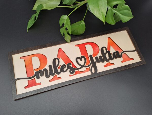 Papa Schild - Namensschild mit Kindernamen - Dad Sign
