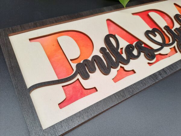Papa Schild - Namensschild mit Kindernamen - Dad Sign – Bild 4