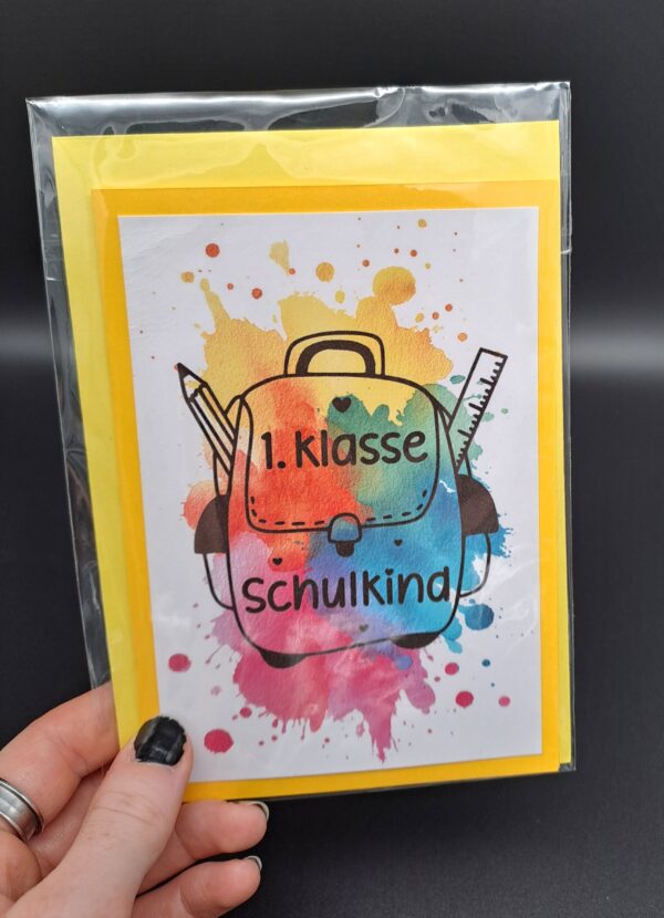 Rucksack - Karte mit bunten Einschulungsmotiven, Rucksack, inkl. Umschlag – Bild 2
