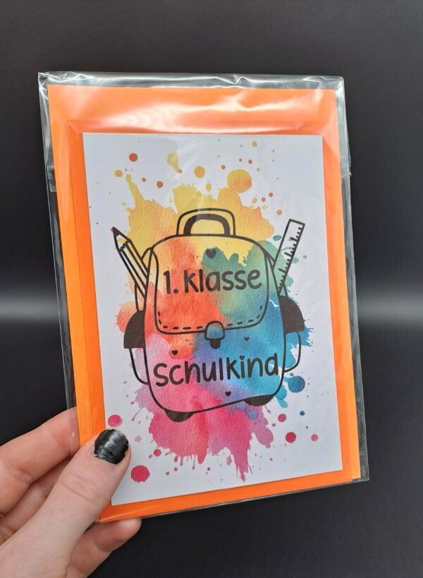 Rucksack - Karte mit bunten Einschulungsmotiven, Rucksack, inkl. Umschlag – Bild 7