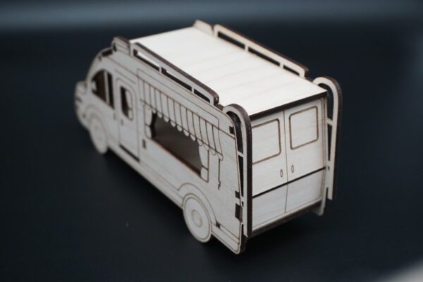 Wohnmobil-Geldgeschenk-Box mit Klappdach – aus Holz – Bild 7