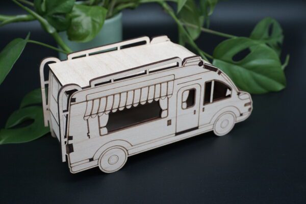 Wohnmobil-Geldgeschenk-Box mit Klappdach – aus Holz – Bild 6