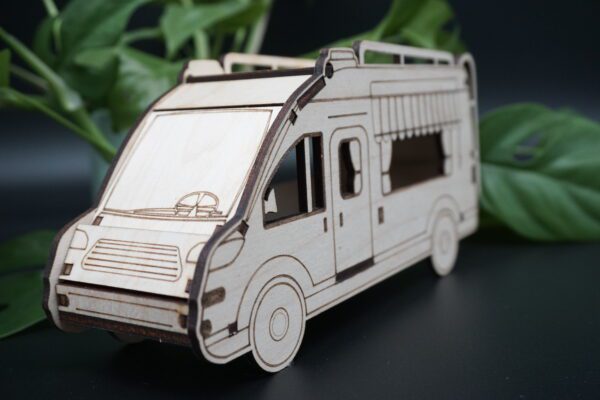 Wohnmobil-Geldgeschenk-Box mit Klappdach – aus Holz – Bild 5
