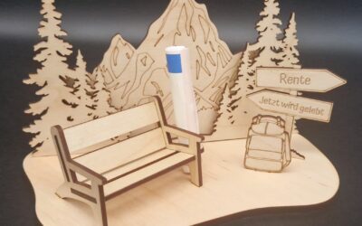 Holz Geldgeschenk – Für Wander- und Naturliebhaber – Berge, Tannen, wandern