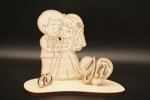 Hochzeitsgeschenk Chibi Brautpaar - Geldgeschenk Deko aus Holz – Bild 10
