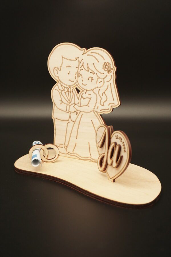 Hochzeitsgeschenk Chibi Brautpaar - Geldgeschenk Deko aus Holz – Bild 8