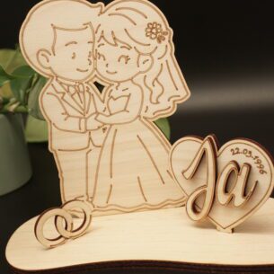 Hochzeitsgeschenk Chibi Brautpaar - Geldgeschenk Deko aus Holz