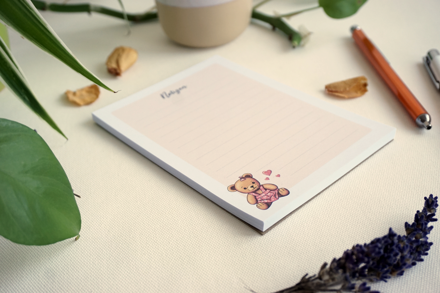 Notizblock Bärchen – Punkt-liniert in Apricot | 50 Blatt Abreißblock | 14,8 x 10,5 cm – Bild 3